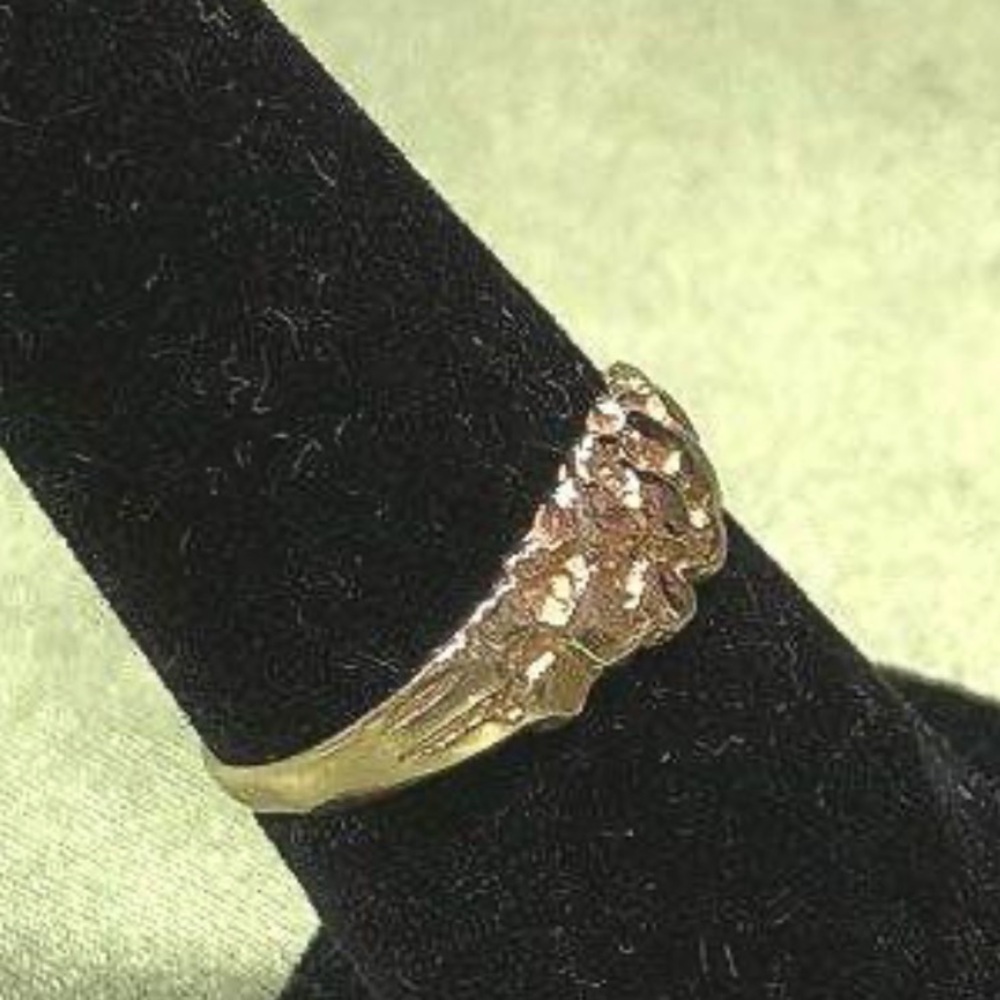 Vintage 10K Solid Gold Nugget Cluster Pinky Ring Size 6.25 Statement Band - Picture 4 of 4